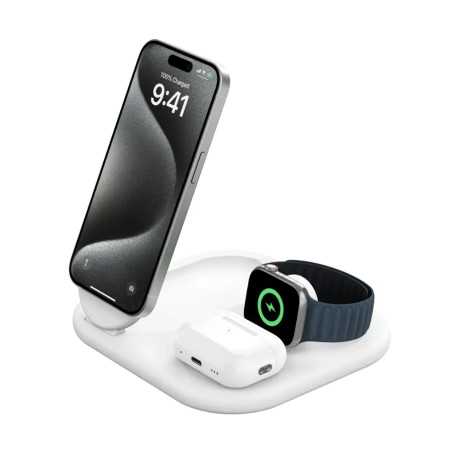 Belkin - 3-in-1 15W, Foldable Magnetic Qi2 Charging Station for iPhone 16
