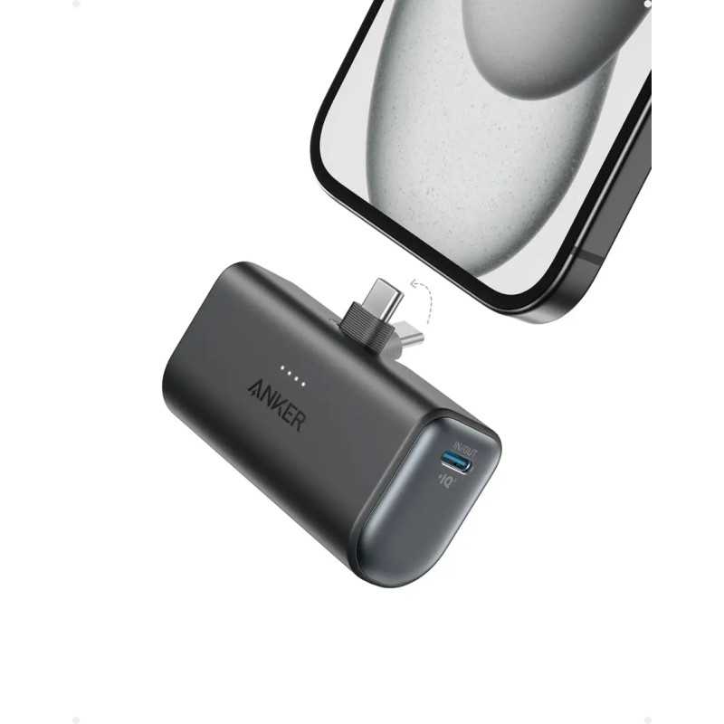 Anker - Nano Power Bank with Built-in Foldable USB-C Connector - Black